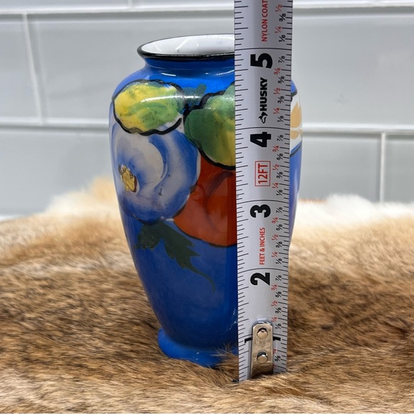 Vintage Tashiro Ta Japan Porcelaine Ceramic Blue Floral Bud Vase Handpainted 5”T - Picture 8 of 10